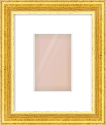 Gold Reverse Frame for 100 × 150mm artwork, with Smooth White Single Mount