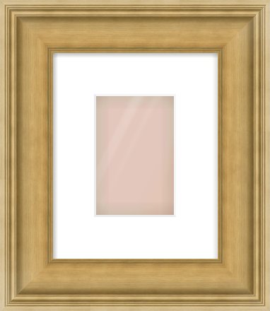 Gold Scoop Frame for 100 × 150mm artwork, with Smooth White Single Mount
