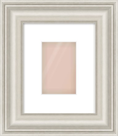 Silver Scoop Frame for 100 × 150mm artwork, with Smooth White Single Mount