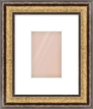 Gold Spoon Frame for 100 × 150mm artwork, with Smooth White Single Mount