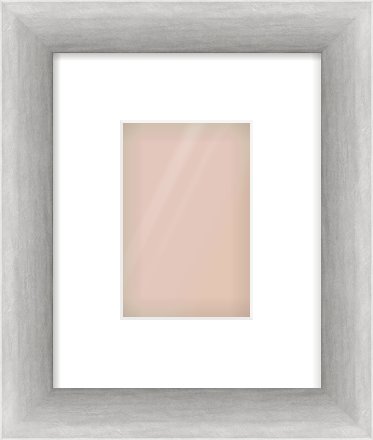 Silver Cushion Frame for 100 × 150mm artwork, with Smooth White Single Mount