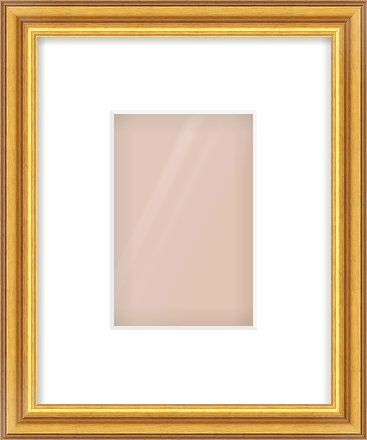 Gold Reverse Frame for 100 × 150mm artwork, with Smooth White Single Mount