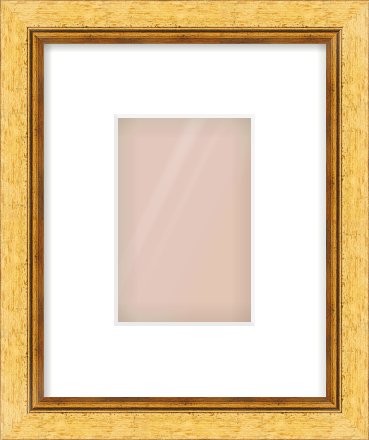 Gold Leaf Flat Frame for 100 × 150mm artwork, with Smooth White Single Mount