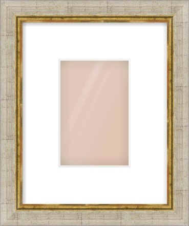 Silver Foil Flat Frame for 100 × 150mm artwork, with Smooth White Single Mount