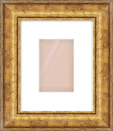 Gold Dome Frame for 100 × 150mm artwork, with Smooth White Single Mount