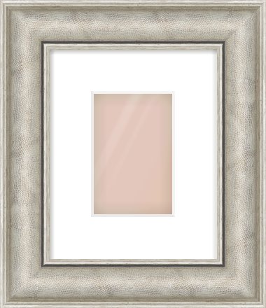Silver Scoop Frame for 100 × 150mm artwork, with Smooth White Single Mount