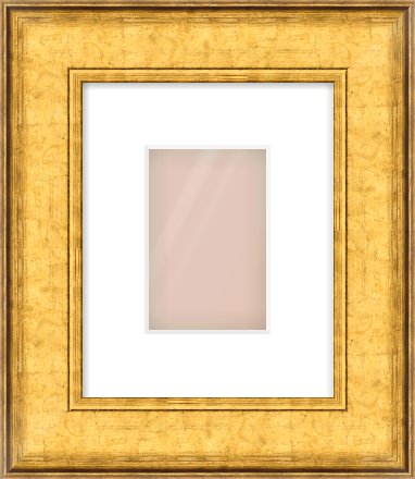 Gold Flat Frame for 100 × 150mm artwork, with Smooth White Single Mount