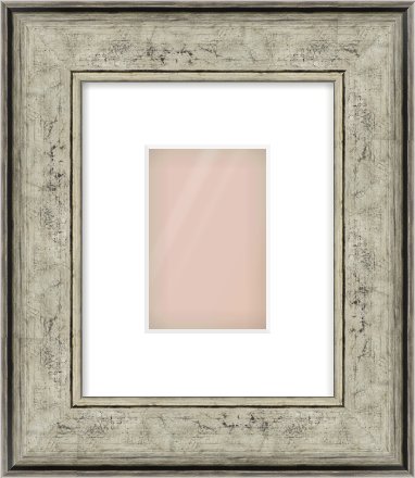 Silver Flat Frame for 100 × 150mm artwork, with Smooth White Single Mount