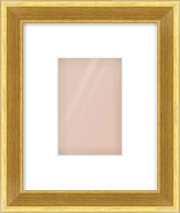 Gold Cushion Frame for 100 × 150mm artwork, with Smooth White Single Mount