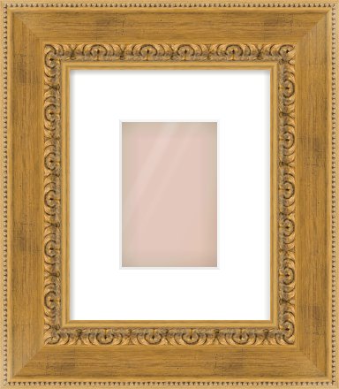 Gold Reverse Frame for 100 × 150mm artwork, with Smooth White Single Mount