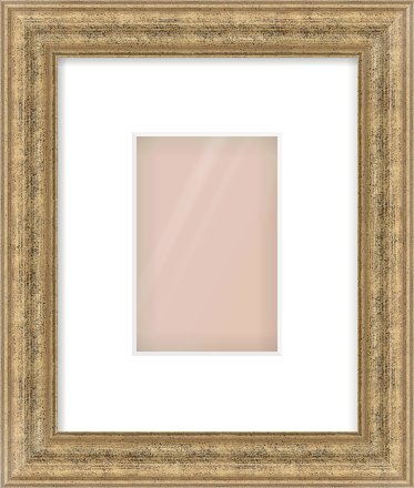 Distressed Gold Dome Frame for 100 × 150mm artwork, with Smooth White Single Mount