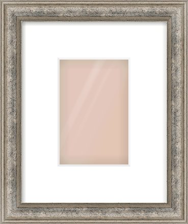 Silver Dome Frame for 100 × 150mm artwork, with Smooth White Single Mount