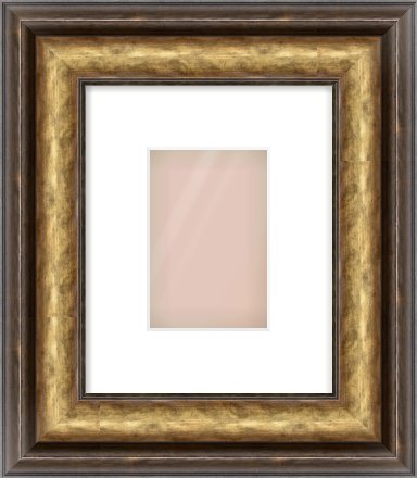 Gold Spoon Frame for 100 × 150mm artwork, with Smooth White Single Mount
