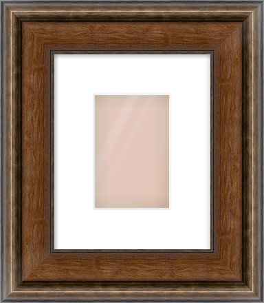 Walnut / Pewter Spoon Frame for 100 × 150mm artwork, with Smooth White Single Mount