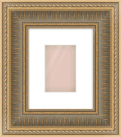 Gold Spoon Frame for 100 × 150mm artwork, with Smooth White Single Mount