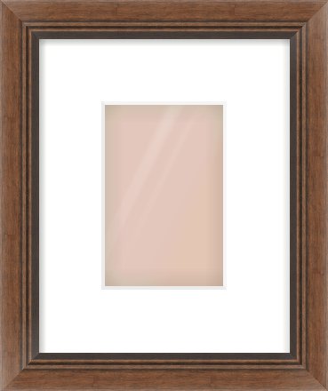 Brown Flat Frame for 100 × 150mm artwork, with Smooth White Single Mount