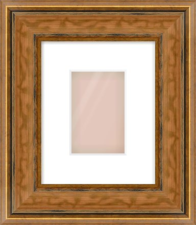 Gold Scoop Frame for 100 × 150mm artwork, with Smooth White Single Mount