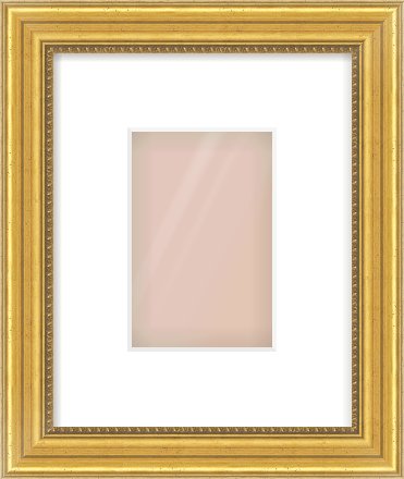 Gold Spoon Frame for 100 × 150mm artwork, with Smooth White Single Mount