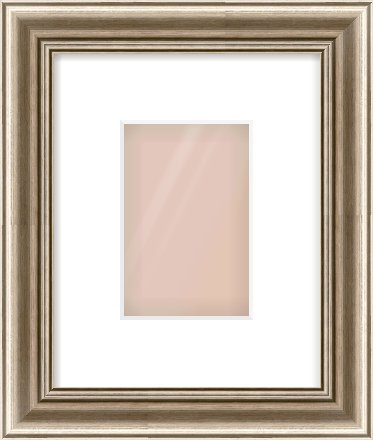 Silver Cushion Frame for 100 × 150mm artwork, with Smooth White Single Mount