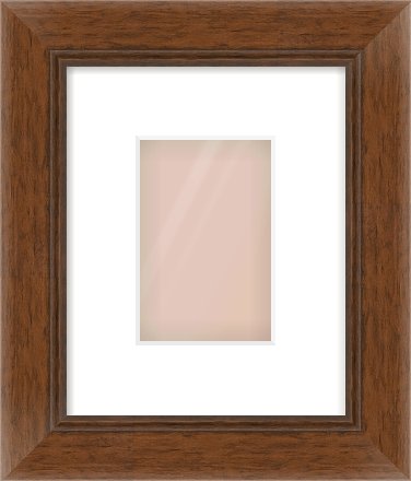 Brown Flat Frame for 100 × 150mm artwork, with Smooth White Single Mount
