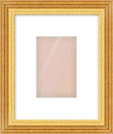Gold Reverse Frame for 100 × 150mm artwork, with Smooth White Single Mount