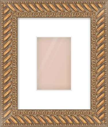 Gold Rope Frame for 100 × 150mm artwork, with Smooth White Single Mount