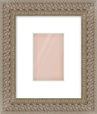 Silver Dome Frame for 100 × 150mm artwork, with Smooth White Single Mount