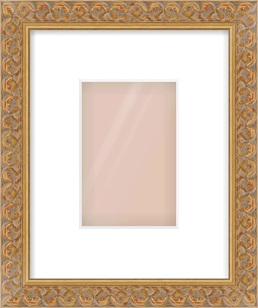 Gold Scoop Frame for 100 × 150mm artwork, with Smooth White Single Mount
