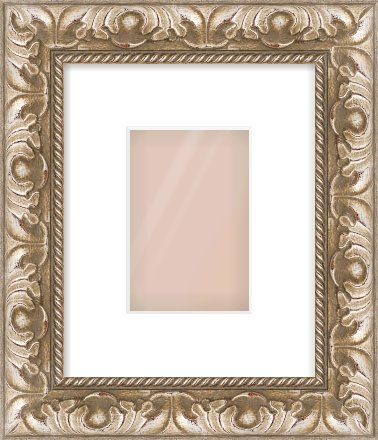 Silver Scoop Frame for 100 × 150mm artwork, with Smooth White Single Mount