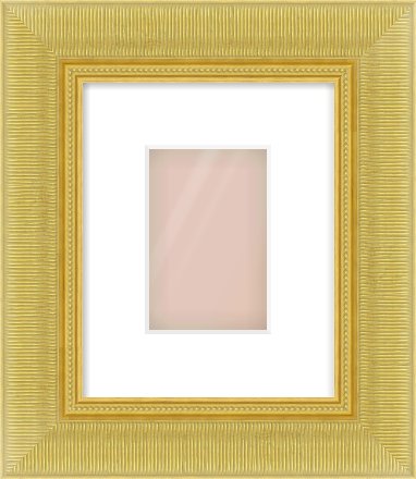 Gold Reverse Frame for 100 × 150mm artwork, with Smooth White Single Mount
