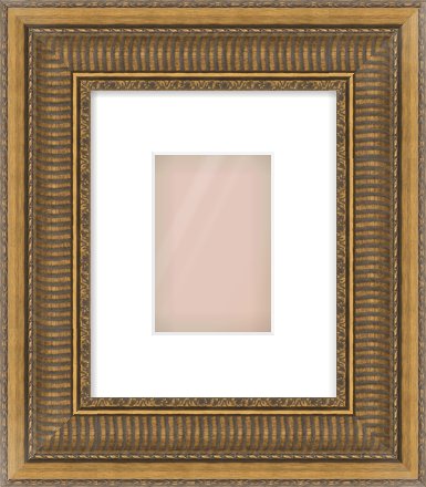 Gold Scoop Frame for 100 × 150mm artwork, with Smooth White Single Mount