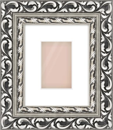 Silver Reverse Frame for 100 × 150mm artwork, with Smooth White Single Mount