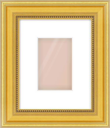 Gold Spoon Frame for 100 × 150mm artwork, with Smooth White Single Mount
