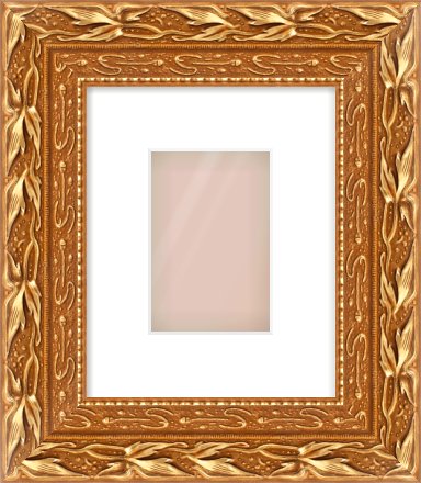 Gold Spoon Frame for 100 × 150mm artwork, with Smooth White Single Mount