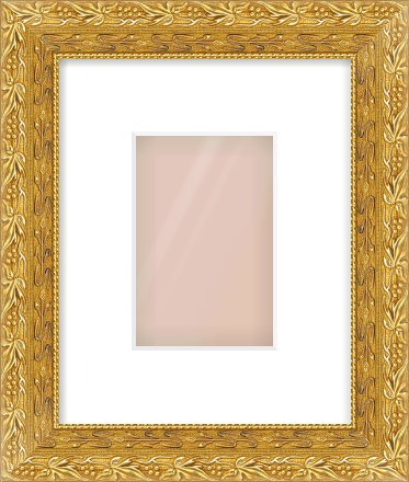 Gold Spoon Frame for 100 × 150mm artwork, with Smooth White Single Mount