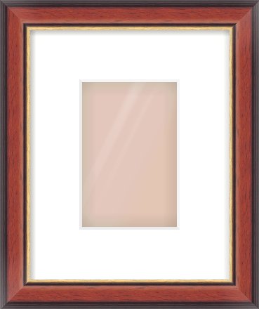 Brown Cushion Frame for 100 × 150mm artwork, with Smooth White Single Mount
