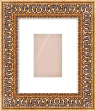Gold Reverse Frame for 100 × 150mm artwork, with Smooth White Single Mount