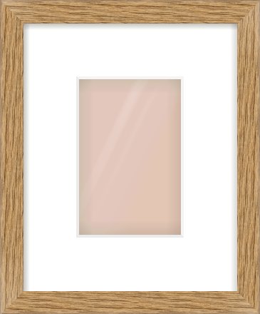 Oak Effect Flat Frame for 100 × 150mm artwork, with Smooth White Single Mount