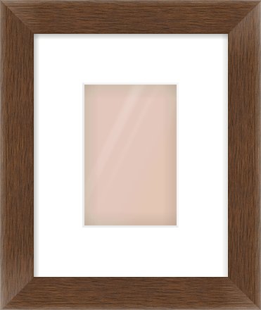 Brown Flat Frame for 100 × 150mm artwork, with Smooth White Single Mount
