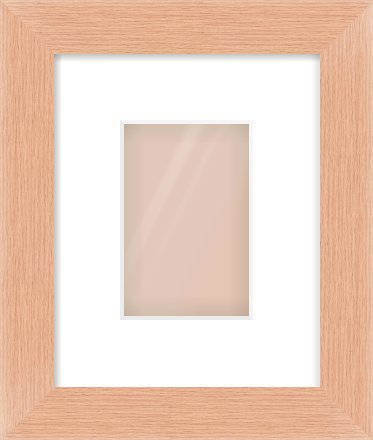 Oak Effect Flat Frame for 100 × 150mm artwork, with Smooth White Single Mount