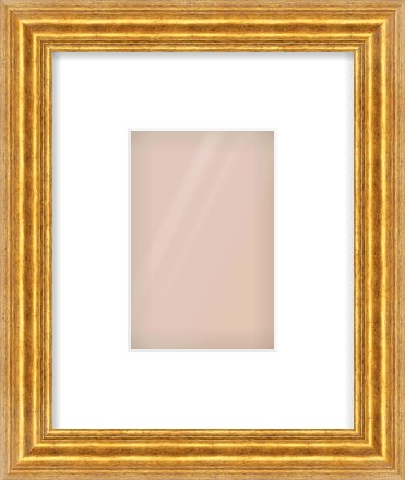 Gold Reverse Frame for 100 × 150mm artwork, with Smooth White Single Mount