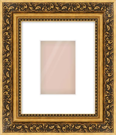 Gold Spoon Frame for 100 × 150mm artwork, with Smooth White Single Mount