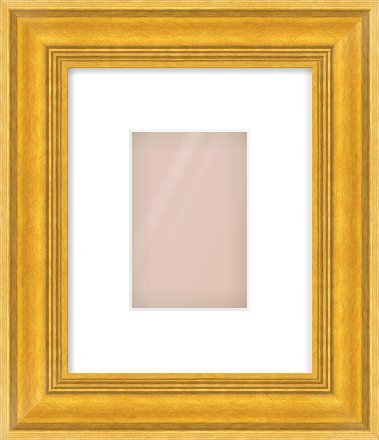 Gold Spoon Frame for 100 × 150mm artwork, with Smooth White Single Mount