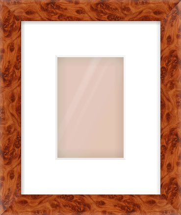 Brown Flat Frame for 100 × 150mm artwork, with Smooth White Single Mount