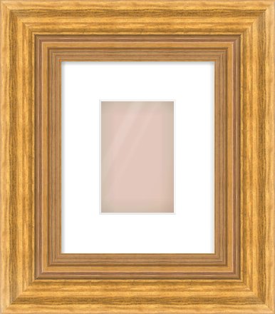Gold Reverse Frame for 100 × 150mm artwork, with Smooth White Single Mount
