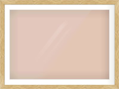 Natural Wood Flat Frame for 1000 × 700mm artwork, with Smooth White Single Mount