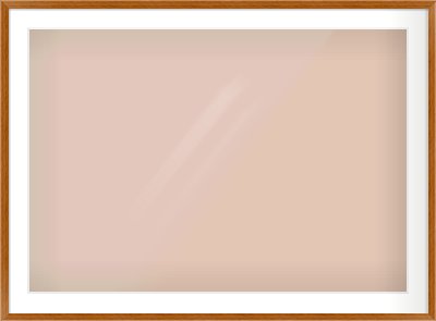 Natural Wood Flat Frame for 1000 × 700mm artwork, with Smooth White Single Mount