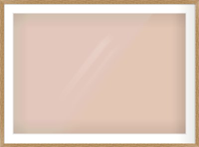 Oak Effect Flat Frame for 1000 × 700mm artwork, with Smooth White Single Mount
