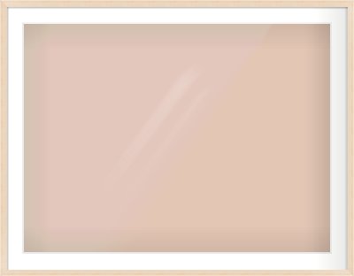 Natural Wood Flat Frame for 100 × 75cm artwork, with Smooth White Single Mount