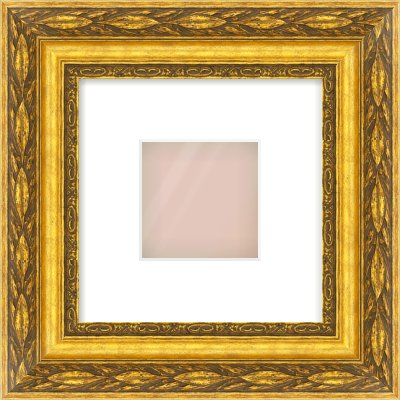 Gold Spoon Frame for 4 × 4in artwork, with Smooth White Single Mount